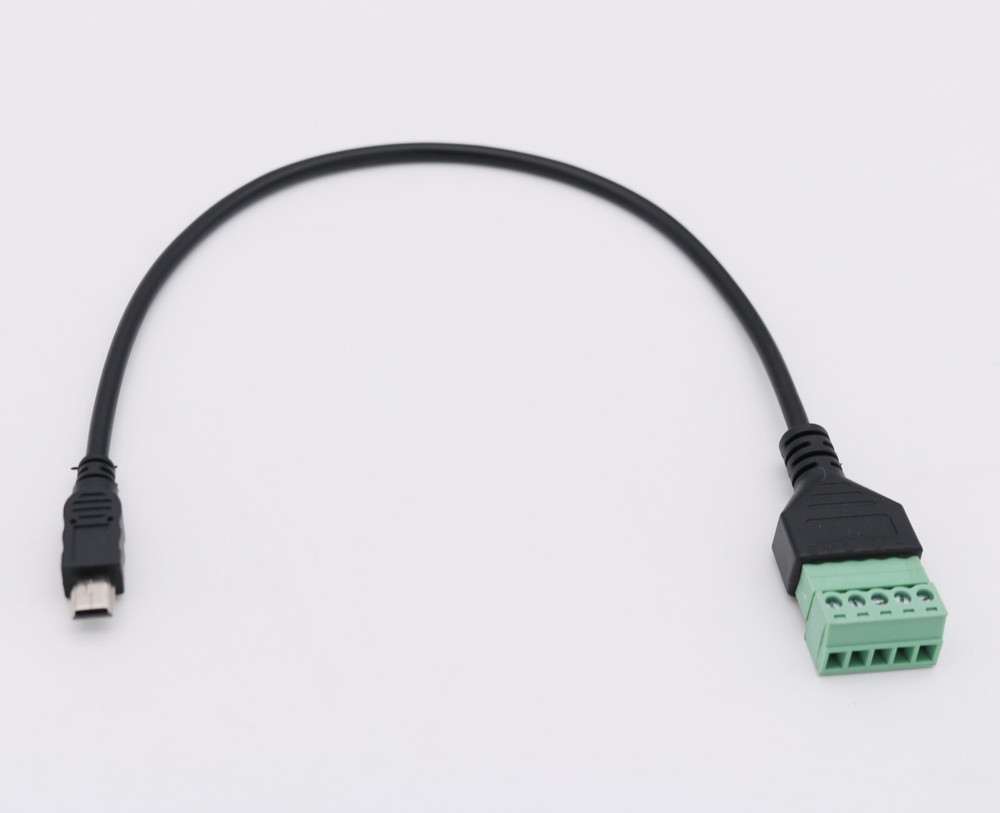 1FT Mini USB Male to 5 Pin Screw Terminal Connector Plug w/ Shield Adapter Cable