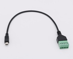 1FT Mini USB Male to 5 Pin Screw Terminal Connector Plug w/ Shield Adapter Cable