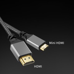 High Speed Mini HDMI to HDMI Cable Braided Cord 3D 4K/60Hz 1080p For HDTV Camera