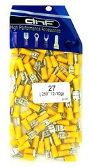 (100 PACK) YELLOW VINYL 12-10 GAUGE FEMALE QUICK DISCONNECT WIRE CONNECTOR .250″