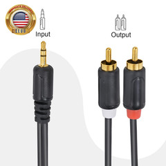 RCA Cables – 59IN/5FT Stereo Jack to 2RCA Plugs for Smartphone, Tablet, HDTV, DV