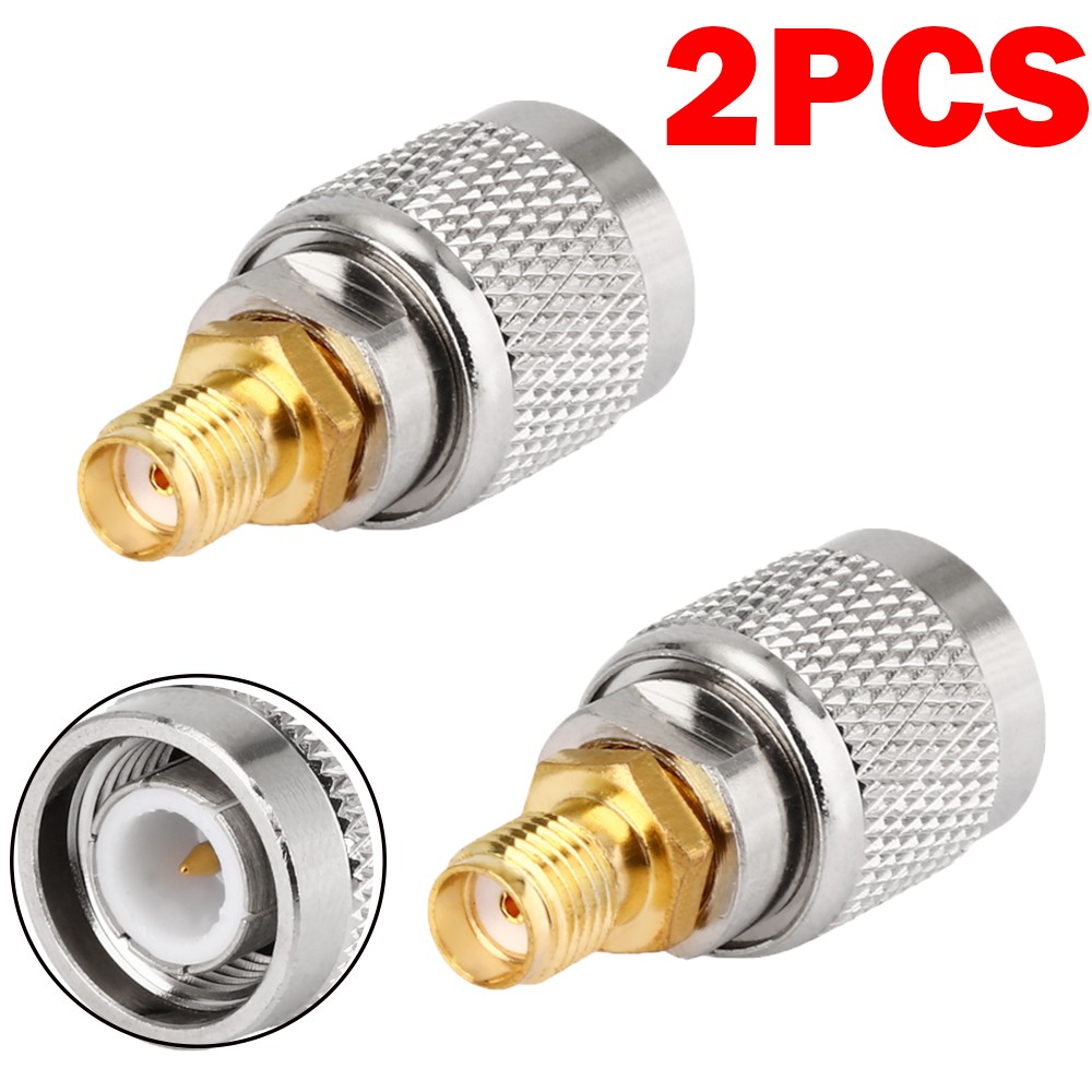 2pcs TNC Male Plug to SMA Female Jack Straight RF Coax Connector Adapter