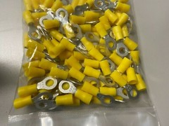 100 insulated Ring Terminal wire Connector Yellow 12-10 GA AWG Gauge 1/4 Hole