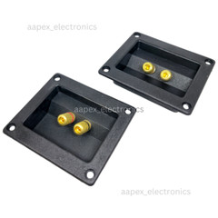 2 Pcs Speaker Box Banana Screw Rectangular Terminal Cup w/ Holes 3.625″ x 3″