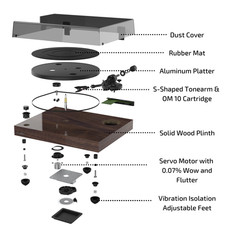 Fluance RT82 Reference Turntable with Record Weight and Vinyl Cleaning Kit