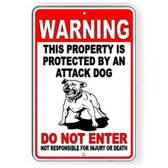 Warning Property Protected By Attack Dog Do Not Enter Metal Sign beware dog BD20