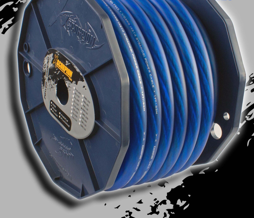 25ft. 1/0 Gauge BLUE OFC Wire Strands Copper Marine Grade Cable AWG High Quality