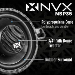 200W Max 3.5″ Coaxial Car Speakers with Durable Construction & Built-in X-Overs