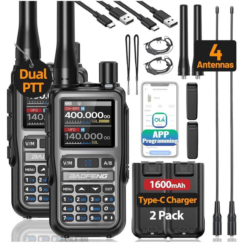 Compact Rechargeable Walkie Talkies NOAA Weather Radio