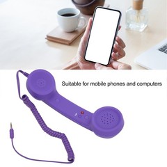 3.5mm Retro Radiation Proof Wired Telephone Handset Purple Cell Phone Handset
