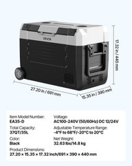 VEVOR Car Refrigerator 37 QT Compressor Electric Cooler with Wheels & Dual Zone