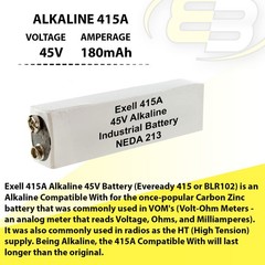 Exell 415A Alkaline 45V Battery NEDA 213, Compatible With 30F20, BLR102, A415