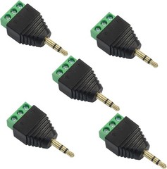 5 Pack TS Mono Male to 3 Pin Screw Terminal AUX Headphone Balun Connector, 3….