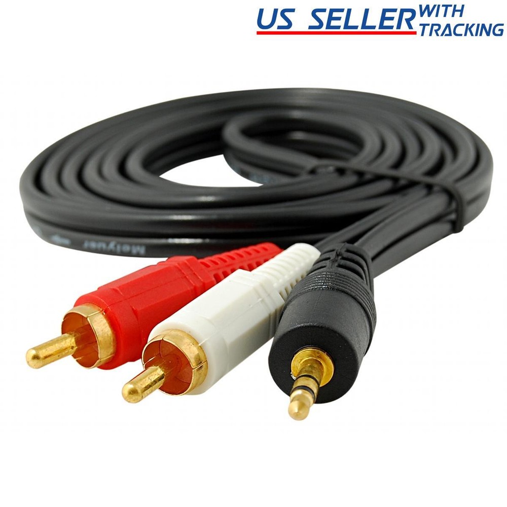 4FT 3.5mm Aux Auxilary to 2 RCA Male Plug Stereo Audio Cable Adapter Cord