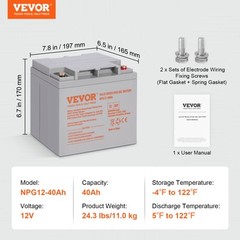 VEVOR Deep Cycle Battery 12V 40AH AGM Marine Rechargeable