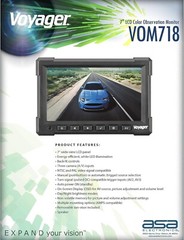 Voyager VOM718 7″ LCD Color Backup Rear View Vehicle Observation Monitor w/3…
