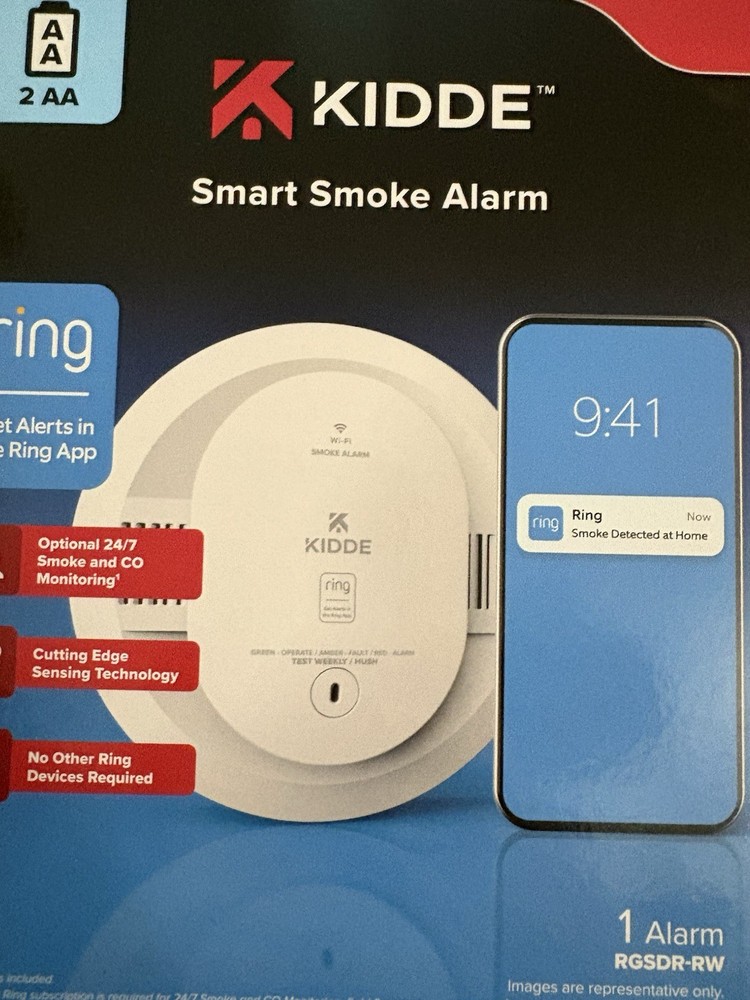 Kidde RGSAR-RW Hardwired Ring App Enabled Smart Smoke Detector 21033978