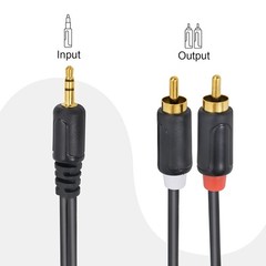 RCA Cables – 59IN/5FT Stereo Jack to 2RCA Plugs for Smartphone, Tablet, HDTV, DV