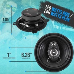 Pyle 3-Way Universal Car Stereo Speakers-240W 5.25″ Triaxial Loud Pro Audio Car