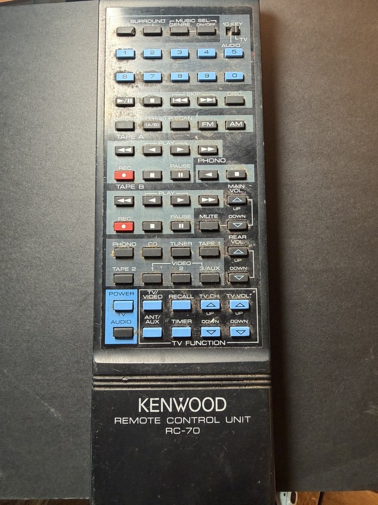 Original OEM Kenwood Multi-functional Stereo Remote Control RC-70 HTF Good Cond