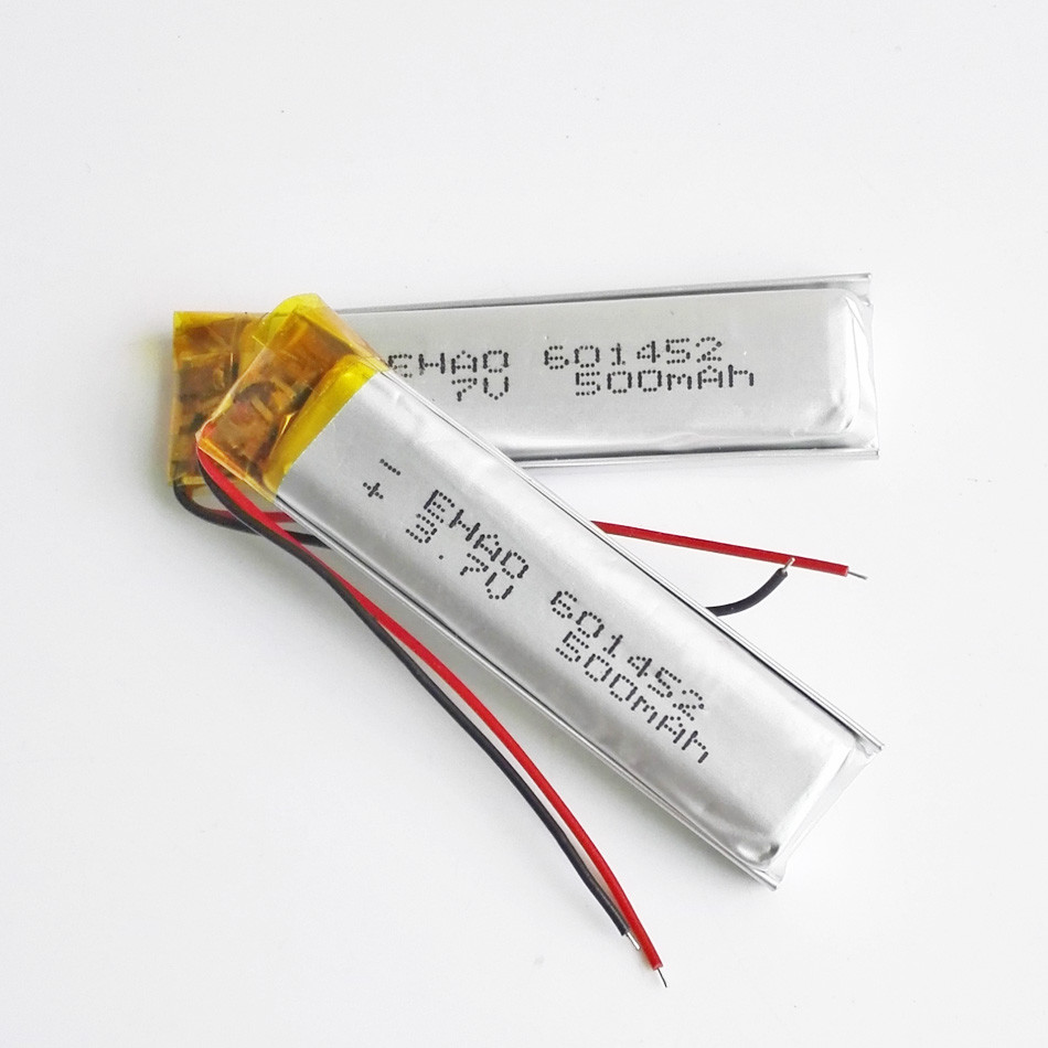 2 pcs 500mAh 3.7V li po rechargeable Battery 601452 For Speaker MP4 Selfie stick