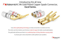 Excel Series 24K Gold Plated Spade Y Banana Plug 12-18 AWG Gauge Size 4Mm Speake