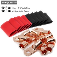 10PCS 2/0 Gauge AWG 5/16″ Battery Cable Lugs Marine Grade M8 Rings Terminal Ends