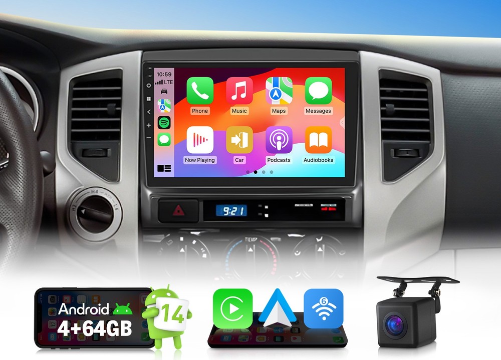 For 2005-2013 Toyota Tacoma TYTACX7A 9″ Android 14 4+64 Car Stereo Radio CarPlay