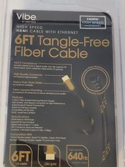 HDMI FIBER CABLE/CORD 6FT TANGLE FREE HIGH SPEED W/ETHERNET 1080P 3D VIDEO 24KT