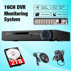 16CH CCTV Security Digital Recorder Low Bitrate H.265 Storage With 2TB Hard Disk