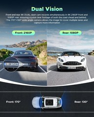 TOGUARD UHD 2160P 4K Dash Cam Front Rear Dual Lens Car Dash Camera Night Vision