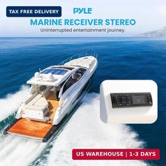 300W Bluetooth Marine Stereo Receiver – Single DIN In-Dash AM/FM Radio with USB/