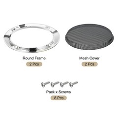 2PCS 4″ Black Speaker Grill Mesh Metal Woofer Guard Protector Dust Cover Bright