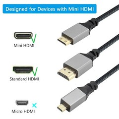 Mini HDMI to HDMI Cable 1-10FT 4K 60Hz Mini HDMI Cord Compatible For DSLR Camera
