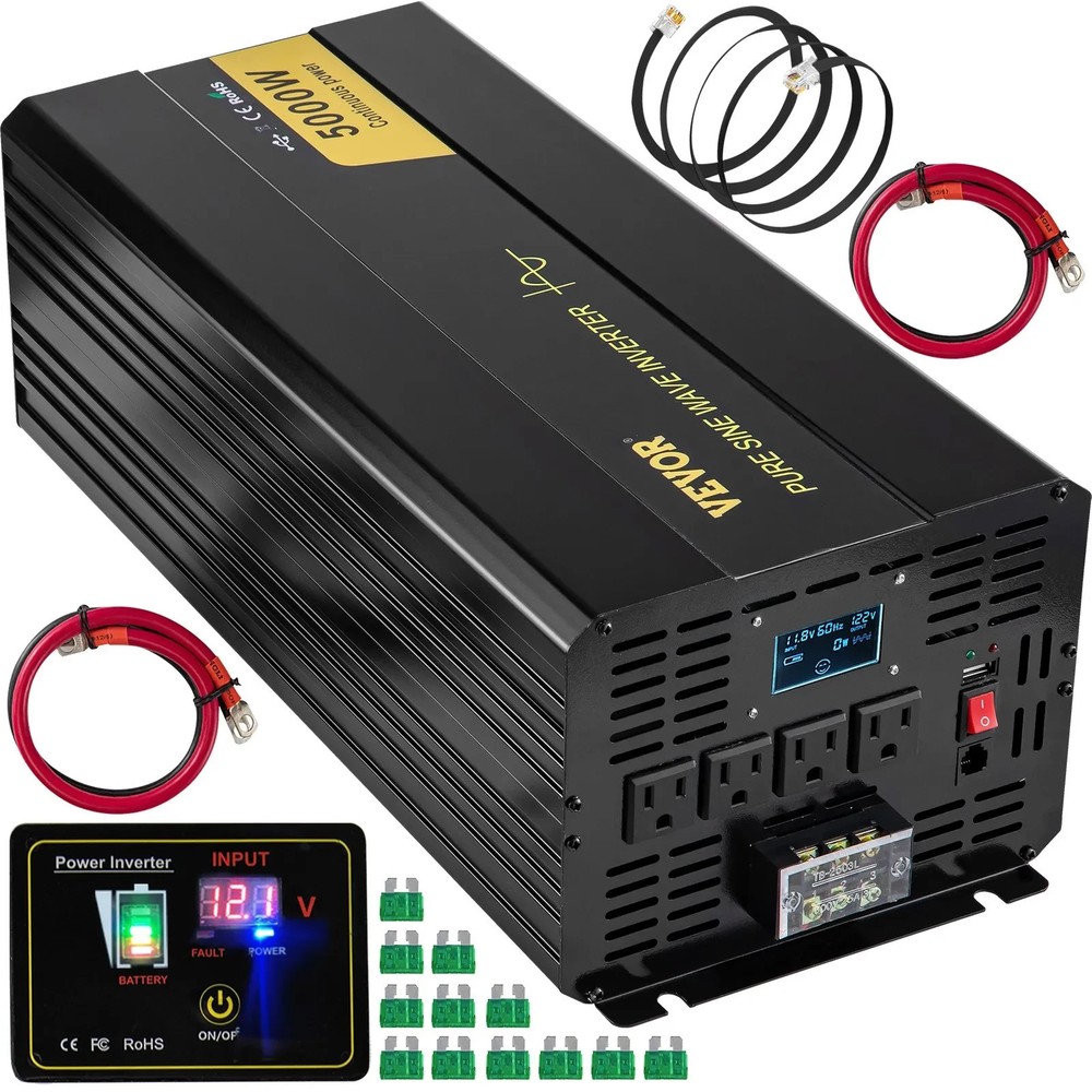 Pure Sine Wave Power Inverter 5000W 10000W DC 12V to 120V AC LCD & Remote