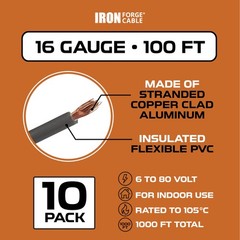 16 Gauge Primary Wire – 10 Roll Assortment Pack – 100 Ft of Copper Clad Aluminum