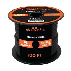 16 Gauge Car Audio Primary Wire (100ft–Black)– Remote, Power/Ground Electrical