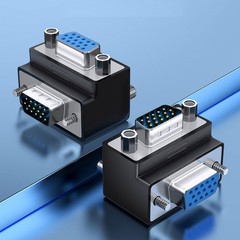 VGA Adapter – SVGA D-Sub 15 Pin, M/F, 90° Right Angle Connector for Monitors