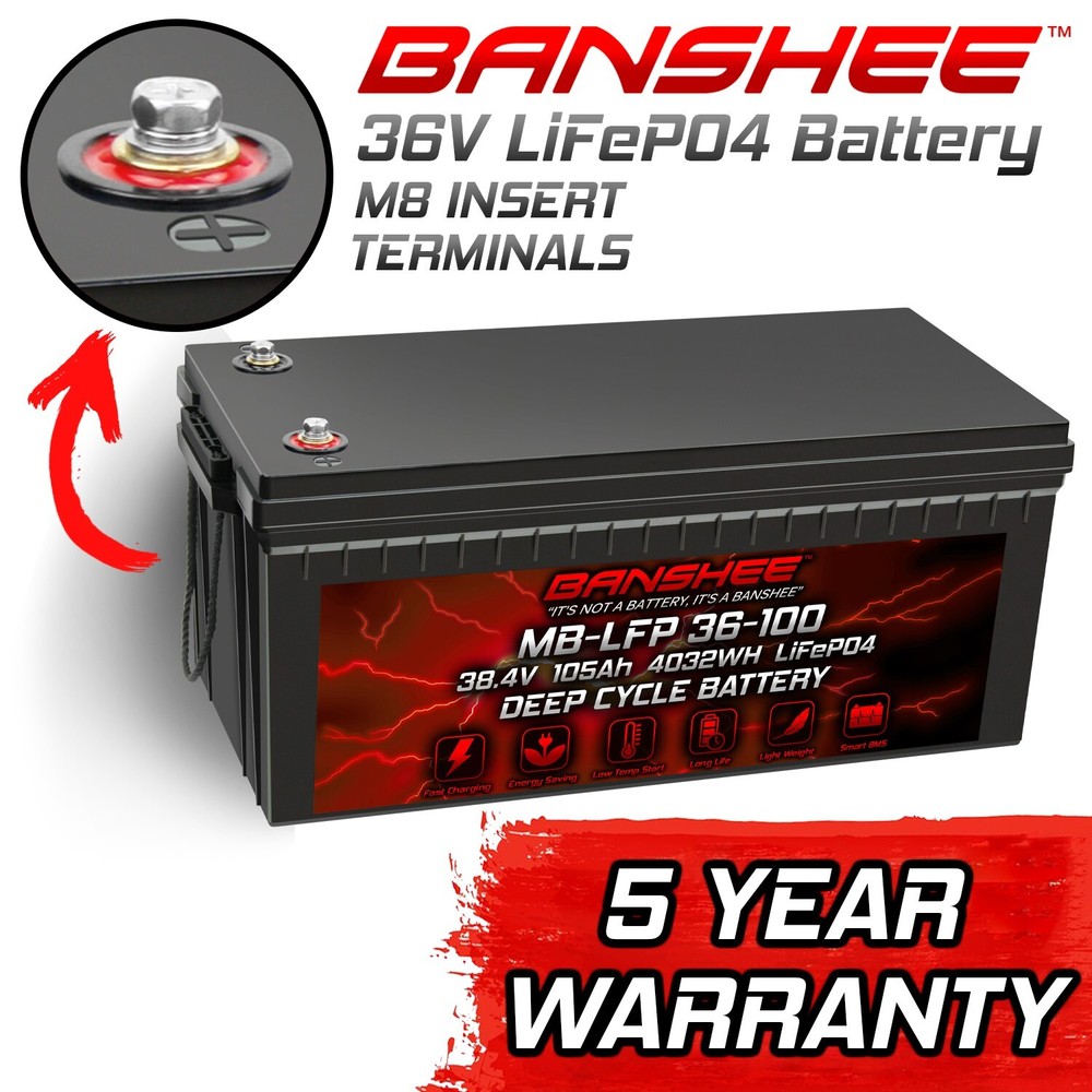 Banshee Lithium 36v 105ah Deep Cycle Lifepo4 Single Battery