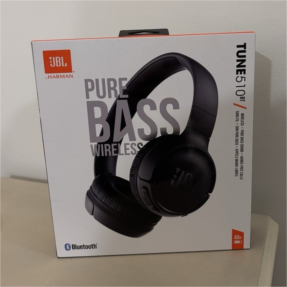 JBL Tune 510BT Pure Bass Wireless Bluetooth On-Ear Headphones, Mic, Black