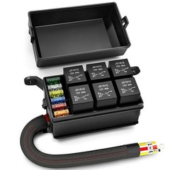 12V Fuse Relay Box 6 Relays and 6 Way ATC/ATO Fuses for Auto Car Marine Boat