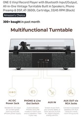 ONE-S Vinyl Record Player with Bluetooth Input/Output, All-in-One Vintage Black