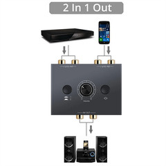 1 In 2 Out / 2 In 1 Out RCA Stereo Audio Switch Bi-Directional Audio Switcher