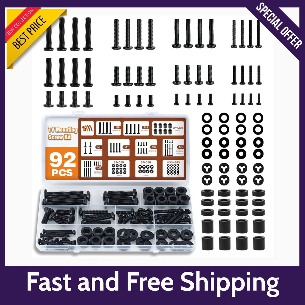 “Universal TV Mounting Hardware Kit | M4/M5/M6/M8 Screws & Spacers | VESA-Comp..