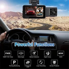 4K Dual Lens Car DVR Camera Dash Cam Front+Rear+Inside Video Recorder G-Sensor