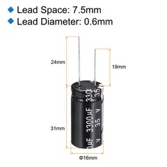 3300uF 35V 16x31mm Electrolytic Capacitor Radial Leads Aluminum Capacitors 10Pcs