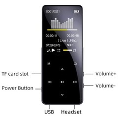 Bluetooth Support MP4/MP3 Lossless Music Player FM Radio Recorder Sport US