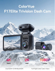 Redtiger F17Elite 3 Channel 4K Dashcam – Hardwire Kit + Memory Card Included