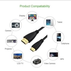 High Speed Mini HDMI to HDMI Cable HDMI Cord For Monitor Laptop PC Cameras 5FT