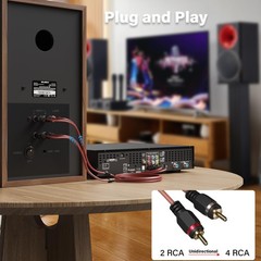 2 to 4 Channel RCA Car Audio Cable 15 Ft, Bi-Directional Y Splitter RCA Adapt…